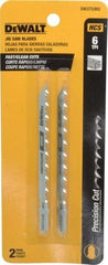 DeWALT - 4" Long, 6 Teeth per Inch, High Carbon Steel Jig Saw Blade - Toothed Edge, 1/4" Wide x 0.06" Thick, T-Shank - Exact Industrial Supply