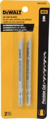 DeWALT - 4" Long, 8 Teeth per Inch, High Carbon Steel Jig Saw Blade - Toothed Edge, 1/4" Wide x 0.06" Thick, T-Shank - Exact Industrial Supply