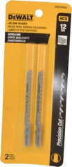 DeWALT - 3" Long, 12 Teeth per Inch, High Carbon Steel Jig Saw Blade - Toothed Edge, 1/4" Wide x 0.06" Thick, T-Shank - Exact Industrial Supply