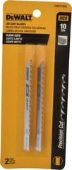 DeWALT - 4" Long, 10 Teeth per Inch, High Carbon Steel Jig Saw Blade - Toothed Edge, 1/4" Wide x 0.06" Thick, U-Shank - Exact Industrial Supply