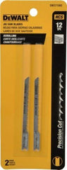 DeWALT - 3" Long, 12 Teeth per Inch, High Carbon Steel Jig Saw Blade - Toothed Edge, 1/4" Wide x 1/16" Thick, U-Shank - Exact Industrial Supply