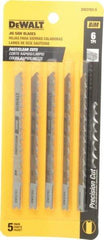 DeWALT - 4" Long, 6 Teeth per Inch, High Carbon Steel Jig Saw Blade - Toothed Edge, 1/4" Wide x 0.06" Thick, U-Shank - Exact Industrial Supply