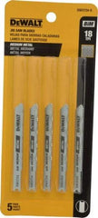 DeWALT - 3" Long, 18 Teeth per Inch, High Carbon Steel Jig Saw Blade - Toothed Edge, 0.3" Wide x 0.0313" Thick, U-Shank - Exact Industrial Supply