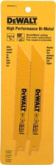 DeWALT - 6" Long x 3/4" Thick, Bi-Metal Reciprocating Saw Blade - Straight Profile, 10 to 14 TPI, Toothed Edge, Universal Shank - Exact Industrial Supply