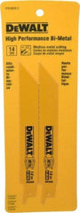 DeWALT - 6" Long x 3/4" Thick, Bi-Metal Reciprocating Saw Blade - Straight Profile, 14 TPI, Toothed Edge, Universal Shank - Exact Industrial Supply