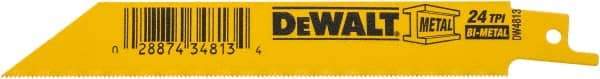 DeWALT - 6" Long, Bi-Metal Reciprocating Saw Blade - Straight Profile, 24 TPI, Toothed Edge, Universal Shank - Exact Industrial Supply