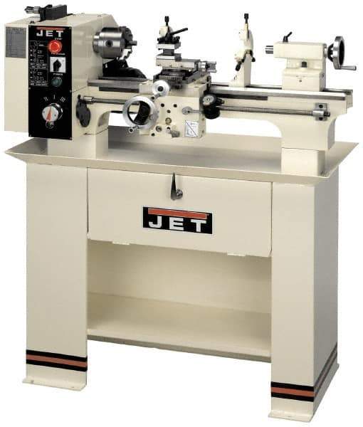 Jet - 14" Swing, 40" Between Centers, 230 Volt, Single Phase Bench Lathe - 5MT Taper, 3 hp, 40 to 1,800 RPM, 1-1/2" Bore Diam, 46" Deep x 28" High x 74-5/8" Long - Exact Industrial Supply