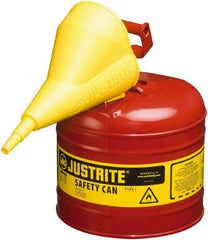 Justrite - 2 Gal Brass Type I Safety Can - 9-1/2" High, Red - Exact Industrial Supply