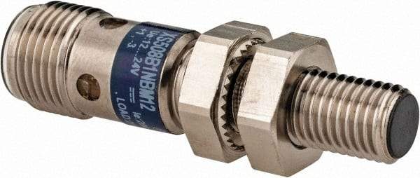 Telemecanique Sensors - NPN, NC, 1.5mm Detection, Cylinder Shielded, Inductive Proximity Sensor - 3 Wires, IP67, 12 to 24 VDC, M12x1 Thread, 45mm Long x 0.39 Inch Wide - Exact Industrial Supply