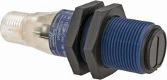 Telemecanique Sensors - 4 Pin M12 Connector, 4m Nominal Distance, Shock and Vibration Resistant, Retroreflective Photoelectric Sensor - 12 to 24 VDC, 500 Hz, PBT, 2.36 Inch Long x 0.71 Inch Wide - Exact Industrial Supply