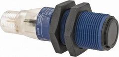 Telemecanique Sensors - 4 Pin M12 Connector, 15m Nominal Distance, Shock and Vibration Resistant, Through Beam Photoelectric Sensor - 12 to 24 VDC, 500 Hz, PBT, 60mm Long x 18mm Wide - Exact Industrial Supply