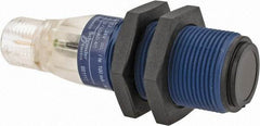 Telemecanique Sensors - 4 Pin M12 Connector, 15m Nominal Distance, Shock and Vibration Resistant, Through Beam Photoelectric Sensor - 12 to 24 VDC, 500 Hz, PBT, 2.36 Inch Long x 0.71 Inch Wide - Exact Industrial Supply