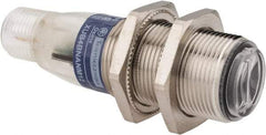 Telemecanique Sensors - 4 Pin M12 Connector, 0.1m Nominal Distance, Shock and Vibration Resistant, Diffused Photoelectric Sensor - 12 to 24 VDC, 500 Hz, Nickel Plated Brass, 2.36 Inch Long x 0.71 Inch Wide - Exact Industrial Supply