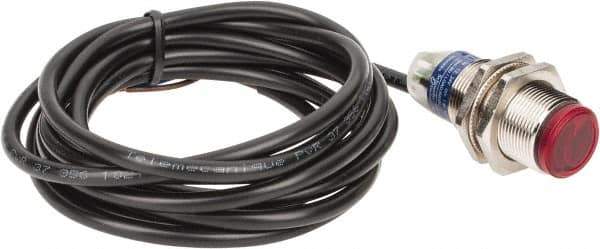 Telemecanique Sensors - Cable Connector, 2m Nominal Distance, Shock and Vibration Resistant, Polarized Retroreflective Photoelectric Sensor - 12 to 24 VDC, 500 Hz, Nickel Plated Brass, 1.89 Inch Long x 0.71 Inch Wide - Exact Industrial Supply