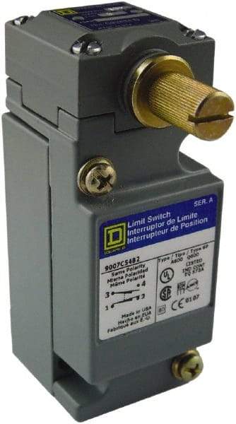 Square D - SPDT, NC/NO, 600 Volt 5 Pin Male Terminal, Rotary Head Actuator, General Purpose Limit Switch - 1, 2, 4, 6, 12, 13, 6P NEMA Rating, IP67 IPR Rating - Exact Industrial Supply