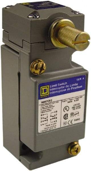 Square D - DPDT, 2NC/2NO, 600 Volt Screw Terminal, Rotary Head Actuator, General Purpose Limit Switch - 1, 2, 4, 6, 12, 13, 6P NEMA Rating, IP67 IPR Rating - Exact Industrial Supply