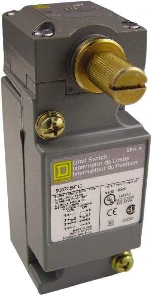 Square D - DPDT, NC/NO, 600 VAC at 1.20 Amp, 600 VDC at 0.10 Amp, Screw Terminal, Rotary Head Actuator, General Purpose Limit Switch - 1, 2, 4, 6, 12, 13, 6P NEMA Rating, IP66 IPR Rating - Exact Industrial Supply