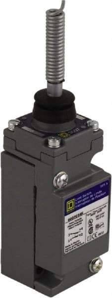 Square D - SPDT, NC/NO, 600 VAC at 1.20 Amp, 600 VDC at 0.10 Amp, Screw Terminal, Steel Spring Actuator, General Purpose Limit Switch - 1, 2, 4, 6, 12, 13, 6P NEMA Rating, IP66 IPR Rating - Exact Industrial Supply