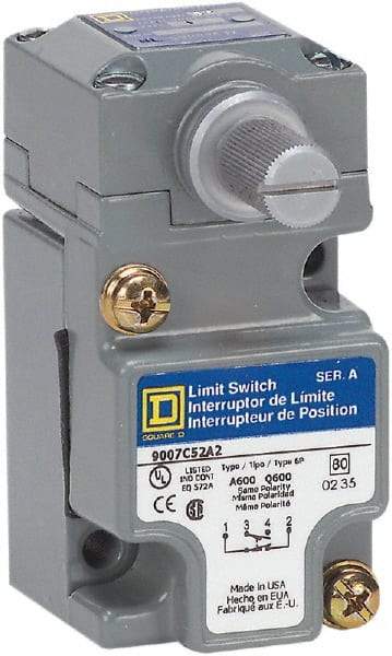 Square D - SPDT, NC/NO, Multiple VAC Levels, Screw Terminal, Rotary Head Actuator, General Purpose Limit Switch - 1, 2, 4, 6, 12, 13, 6P NEMA Rating, IP66 IPR Rating - Exact Industrial Supply