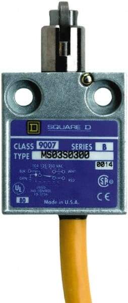 Square D - SPDT, NC/NO, Multiple VAC Levels, Prewired Terminal, Cross Roller Plunger Actuator, General Purpose Limit Switch - 1, 2, 4, 6, 6P NEMA Rating, IP67 IPR Rating, 80 Ounce Operating Force - Exact Industrial Supply