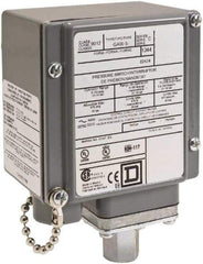 Square D - 4, 13 and 4X NEMA Rated, SPDT, 90 to 2,900 psi, Electromechanical Pressure and Level Switch - Fixed Pressure, 120 VAC at 6 Amp, 125 VDC at 0.22 Amp, 240 VAC at 3 Amp, 250 VDC at 0.27 Amp, 1/4 Inch Connector, Screw Terminal, For Use with 9012G - Exact Industrial Supply