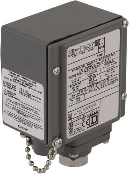 Square D - 4, 13 and 4X NEMA Rated, SPDT-DB, 13 to 425 psig, Electromechanical Pressure and Level Switch - Exact Industrial Supply