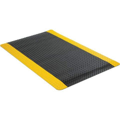Wearwell - 5' Long x 3' Wide, Dry Environment, Anti-Fatigue Matting - Black with Yellow Borders, Vinyl with Urethane Sponge Base, Beveled on 4 Sides - Exact Industrial Supply