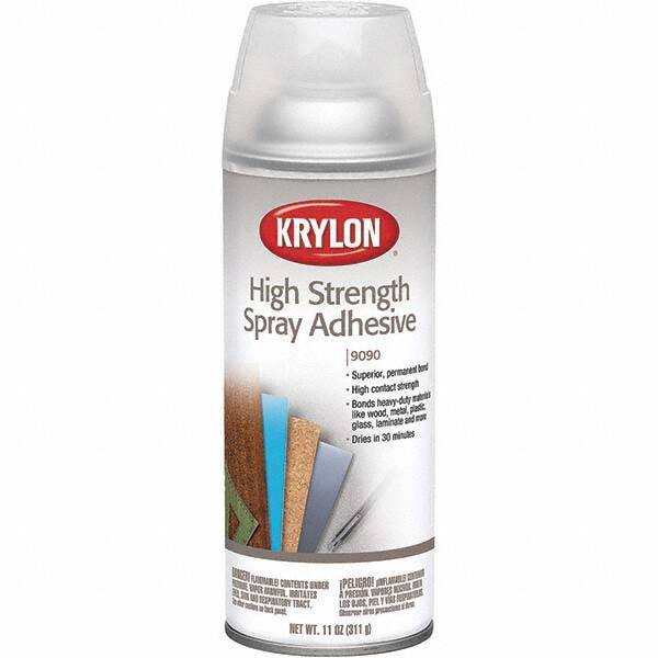 Krylon - 11 oz Aerosol Clear Spray Adhesive - High Tack, 120°F Heat Resistance, 15 Sq Ft Coverage, High Strength Bond, 120 min Max Bonding Time, Flammable - Exact Industrial Supply