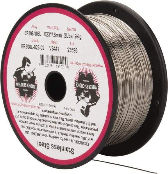 Welding Material - ER308L, 0.023 Inch Diameter, Stainless Steel MIG Welding Wire - 2 Lb. Roll - Exact Industrial Supply