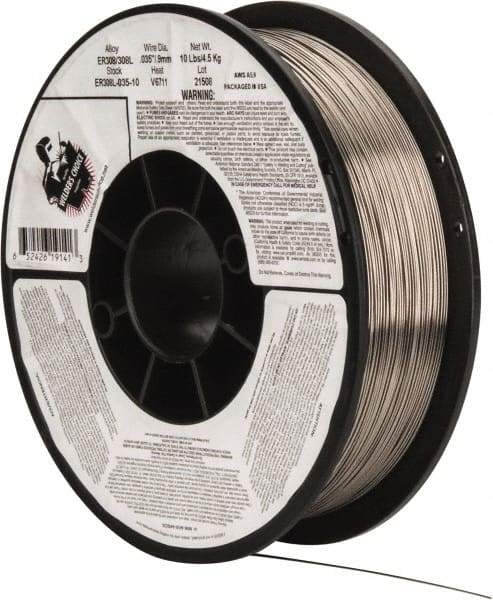 Welding Material - ER308L, 0.035 Inch Diameter, Stainless Steel MIG Welding Wire - 10 Lb. Roll - Exact Industrial Supply