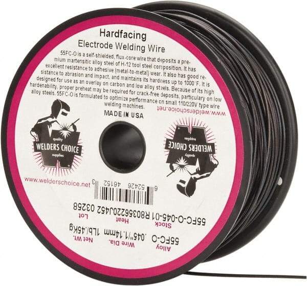 Welding Material - 55FC-O, 0.045 Inch Diameter, Hardfacing, Gasless, MIG Welding Wire - 1 Lb. Roll - Exact Industrial Supply