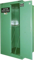 Securall Cabinets - 1 Door, Green Steel Standard Safety Cabinet for Flammable and Combustible Liquids - 46" High x 43" Wide x 18" Deep, Self Closing Door, 3 Point Key Lock, H Cylinder Capacity - Exact Industrial Supply