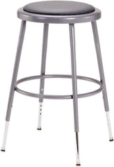 NPS - 18 Inch High, Stationary Adjustable Height Stool - 16 Inch Deep x 16 Inch Wide, Vinyl Seat, Grey - Exact Industrial Supply