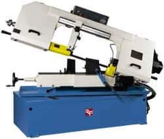 Rong Fu - 5 x 19" Max Capacity, Manual Variable Speed Pulley Horizontal Bandsaw - 30 to 120 & 98 to 363 SFPM Blade Speed, 220 Volts, 45°, 3 hp, 3 Phase - Exact Industrial Supply