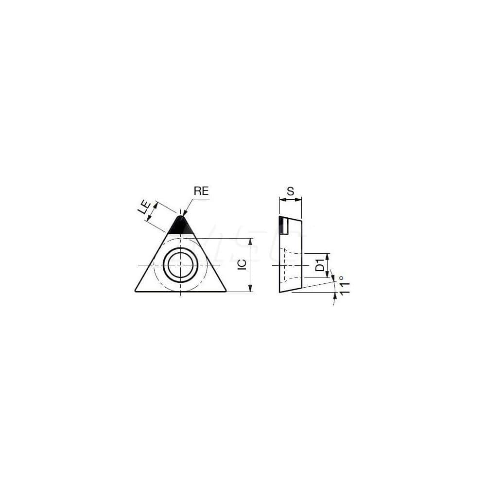 Turning Insert:  TPGW21.50.5DIA DX120,  Polycrystalline Diamond Uncoated Finish,  Neutral,  1/4″ Inscribed Circle,  0.0080″ Corner Radius,  60.0 &deg N/A Triangle,  Series  TPGW