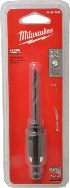 Milwaukee Tool - 1-1/4 to 6" Tool Diam Compatibility, Straight Shank, Steel Integral Pilot Drill, Hole Cutting Tool Arbor - 3/8" Min Chuck, Threaded Shank Attachment, For Hole Saws - Exact Industrial Supply