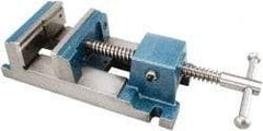 Gibraltar - 6" Jaw Opening Capacity x 2" Throat Depth, Drill Press Vise - 6" Wide Jaw, Stationary Base, Rapid Acting, 16-1/2" OAL x 3" Overall Height, Cast Iron - Exact Industrial Supply