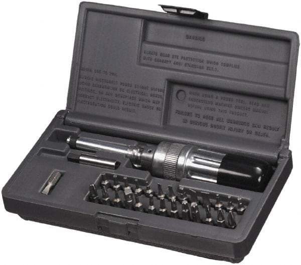 SK - 29 Piece, 2 to 36 In/Lb, Industrial Adjustable Torque Limiting Screwdriver Kit - 1/4" Drive - Exact Industrial Supply