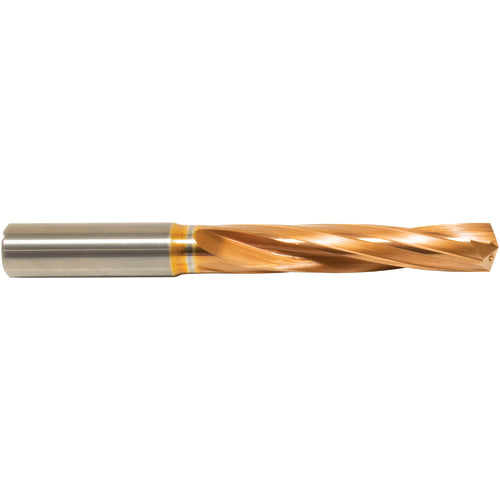 23/64″ Dia. × 10 mm Shank × 61 mm Flute Length × 103 mm OAL, 5xD, 135°, ZrCN, 2 Flute, Coolant Thru, Round Solid Carbide Drill Series/List #NG05