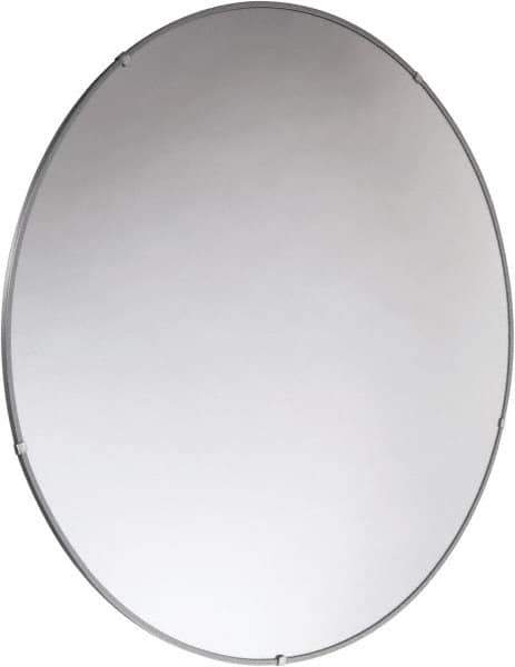 PRO-SAFE - Indoor Round Convex Safety, Traffic & Inspection Mirrors - Acrylic Lens, Laminated Hardboard Backing, 36" Diam x 2-3/8" High, 38' Max Covered Distance - Exact Industrial Supply