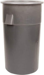 Bayhead Products - 55 Gal Gray Round Trash Can - Polyethylene, 40" High - Exact Industrial Supply