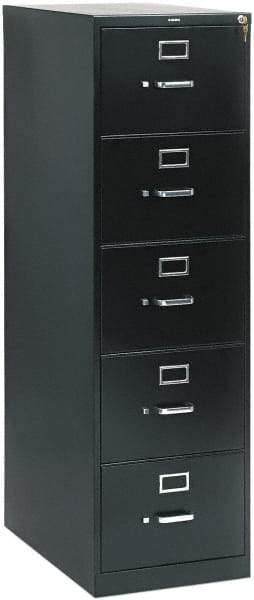 Hon - 26" Wide x 60" High x 26-1/2" Deep, 5 Drawer Vertical File with Lock - Steel, Black - Exact Industrial Supply