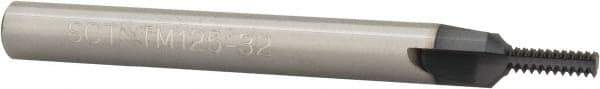 Scientific Cutting Tools - #8-32 Thread, 1/4" Shank Diam, AlTiN+ Coating, Solid Carbide Straight Flute Thread Mill - 3 Flutes, 2-1/2" OAL, #8 Min Noml Diameter - Exact Industrial Supply