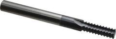 Scientific Cutting Tools - 3/8-32 Thread, 1/4" Shank Diam, TiN Coating, Solid Carbide Straight Flute Thread Mill - 4 Flutes, 2-1/2" OAL, 3/8" Min Noml Diameter - Exact Industrial Supply