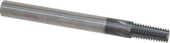 Scientific Cutting Tools - 1/16-27, 1/8-27 Thread, 1/4" Shank Diam, TiAlN Coating, Solid Carbide Straight Flute Thread Mill - 4 Flutes, 2-1/2" OAL, 1/16" Min Noml Diameter - Exact Industrial Supply