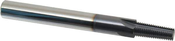 Scientific Cutting Tools - 1/8-27 Thread, 3/8" Shank Diam, TiAlN Coating, Solid Carbide Straight Flute Thread Mill - 4 Flutes, 3-1/2" OAL, 1/8" Min Noml Diameter - Exact Industrial Supply