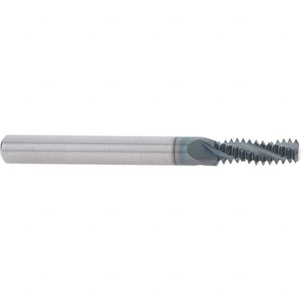 Scientific Cutting Tools - 5/16-18 UNC, 0.235" Cutting Diam, 3 Flute, Solid Carbide Helical Flute Thread Mill - Internal/External Thread, 0.689" LOC, 2-1/2" OAL, 1/4" Shank Diam - Exact Industrial Supply