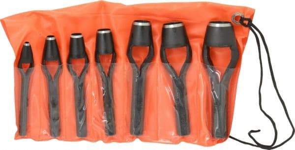 Value Collection - 7 Piece, 3/16 to 15/16", Arch Punch Set - Comes in Vinyl Roll - Exact Industrial Supply