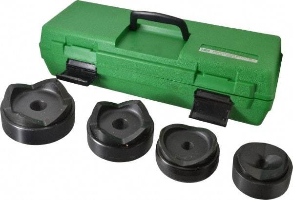 Greenlee - 9 Piece, 4" Punch Hole Diam, Hydraulic Standard Punch Kit - Round Punch, 10 Gage Mild Steel - Exact Industrial Supply