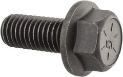 Value Collection - 1/2-13 UNC, 1-1/4" Length Under Head, Hex Drive Flange Bolt - 1-1/4" Thread Length, Grade 8 Alloy Steel, Smooth Flange, Phosphate & Oil Finish - Exact Industrial Supply